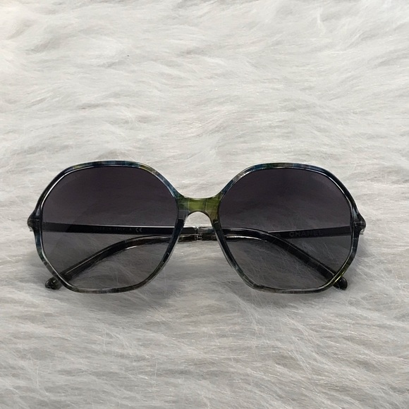 CHANEL Round Green/Gray Tortoise Sunglasses - Picture 2 of 8